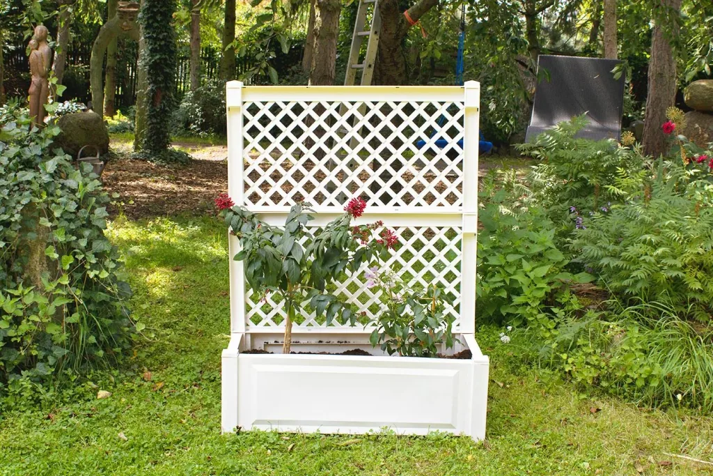 Jardinière avec treillis 100 cm, blanc