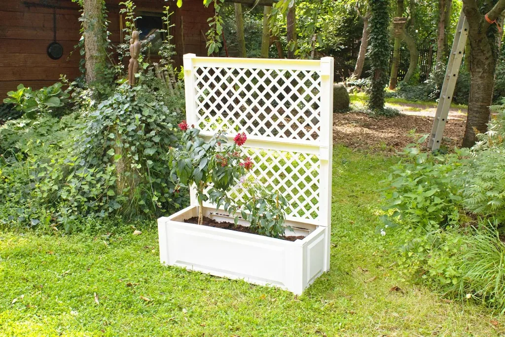 Jardinière avec treillis 100 cm, blanc