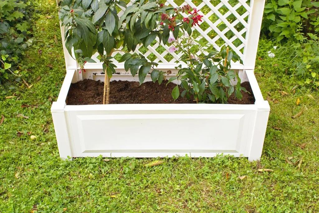 Jardinière avec treillis 100 cm, blanc