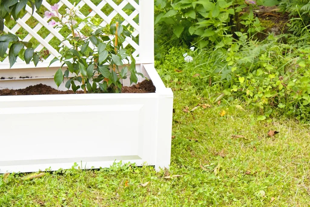 Jardinière avec treillis 100 cm, blanc