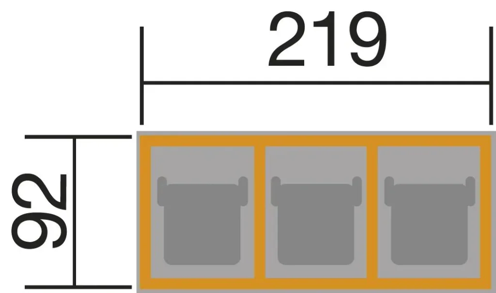 Garbage can box for 3 tons of 240 L each, anthracite impregnated