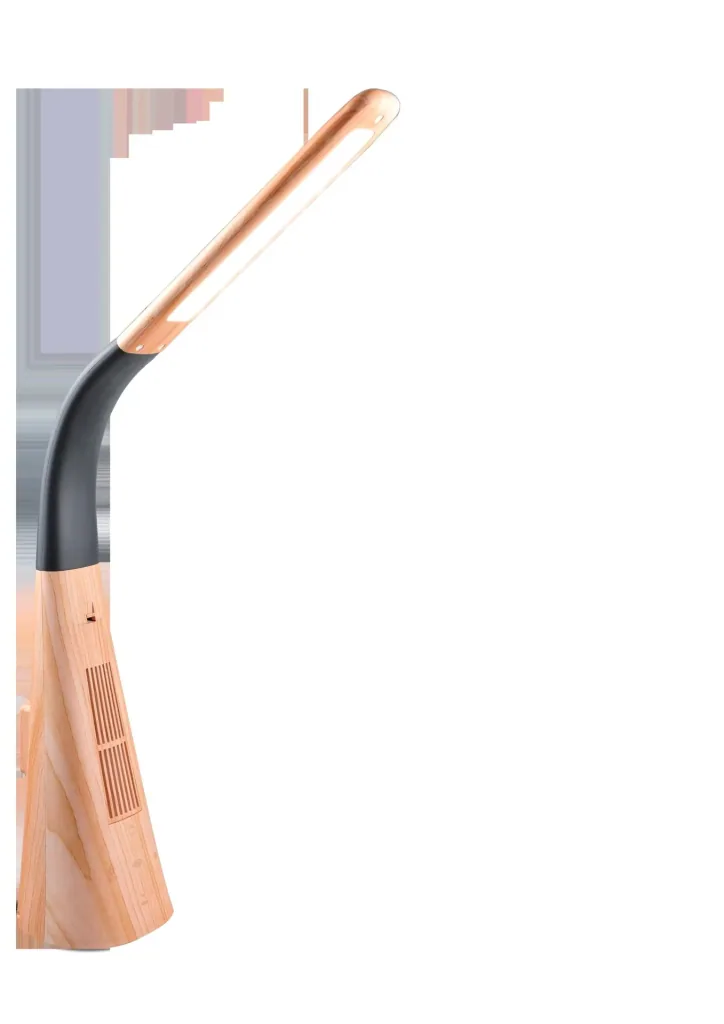 LED table lamp "Ionic Light" with integrated air freshener in wood look