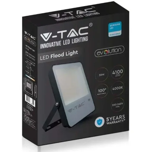 VT-32 LED Floodlight - 30 W - 4100 Lm - 6500K - Black - Extra Efficient