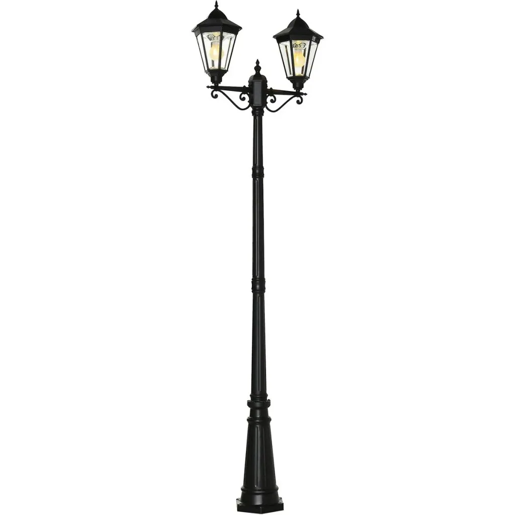 Solar Lamp Pole - Double - Black - 22 x 72 x 248 cm
