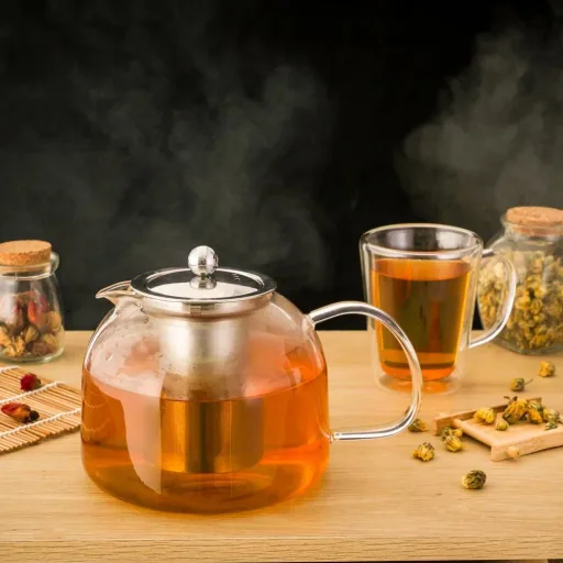 Glass teapot with strainer 1.5L
