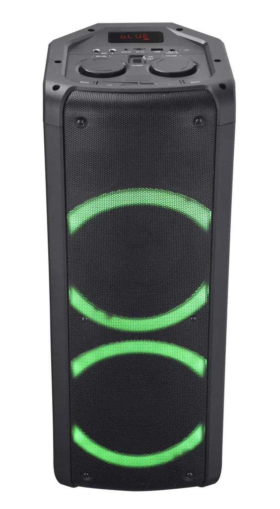Mobile party speaker with Bluetooth, radio, USB, AUX-IN and battery