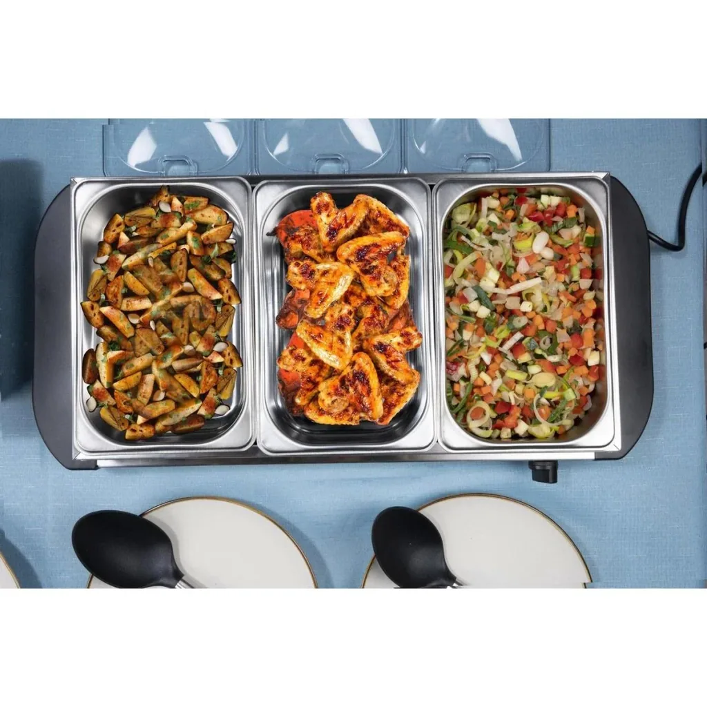 Buffet warmer - 3 compartments 1.25 liters - heating plate - thermostat