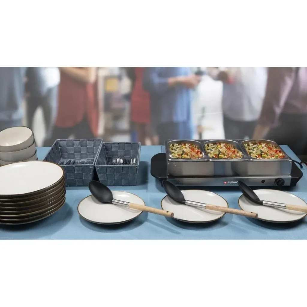 Buffet warmer - 3 compartments 1.25 liters - heating plate - thermostat