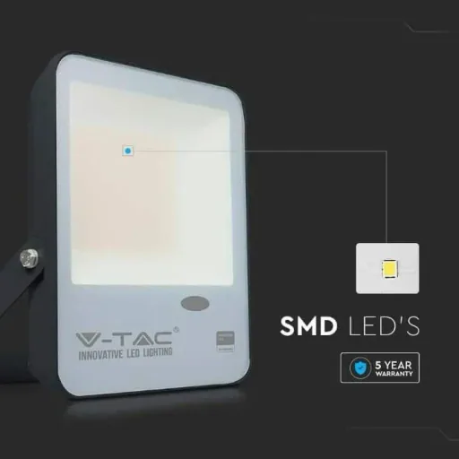 VT-57S LED floodlight with day/night sensor - 50 W - 5000 Lm - 3000K - black