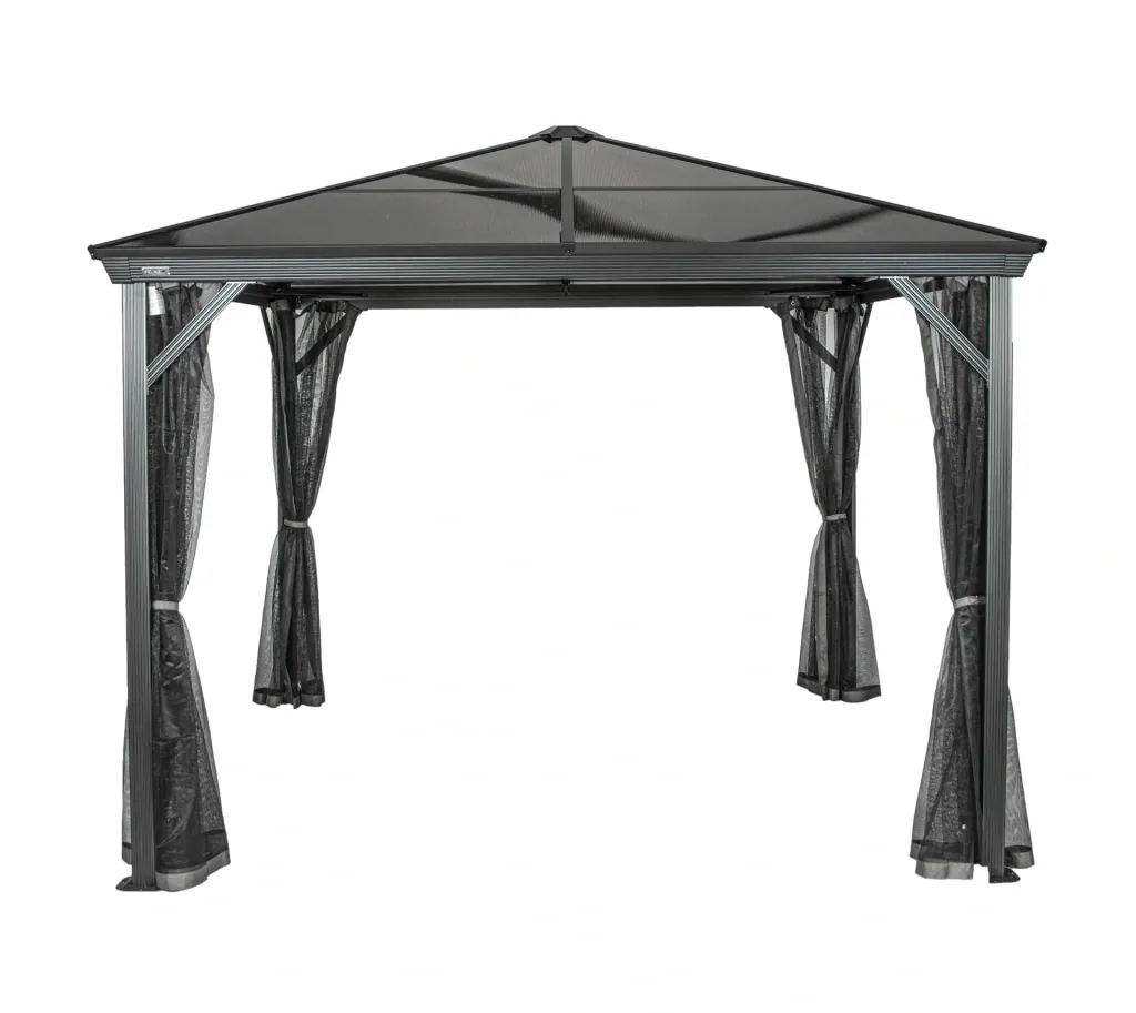 Pavillon Vérone 1010 298,3×298,3×261 cm Anthracite – Toit rigide avec toit en polycarbonate de 6 mm
