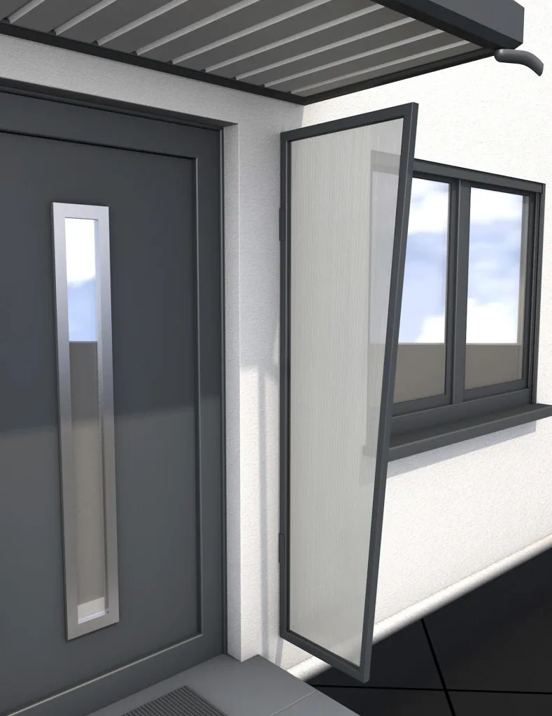 Side panel B1, pre-assembled, 45 x 60 x 200 cm, anthracite, 6 mm clear