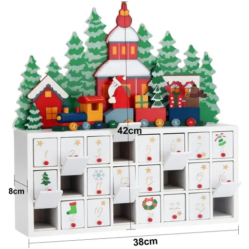 Advent calendar horizontally with compartments for self-filling