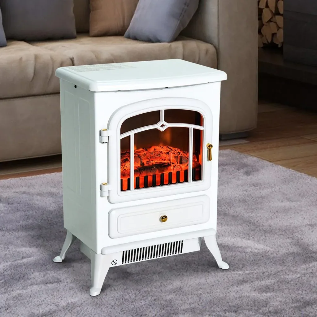 Electric fireplace with flame effect and heating function