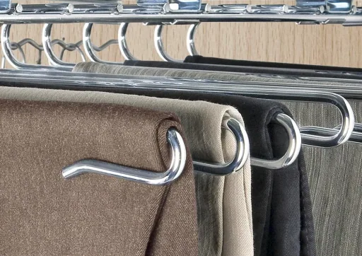 Wardrobe pull-out trouser hanger for 12 trousers