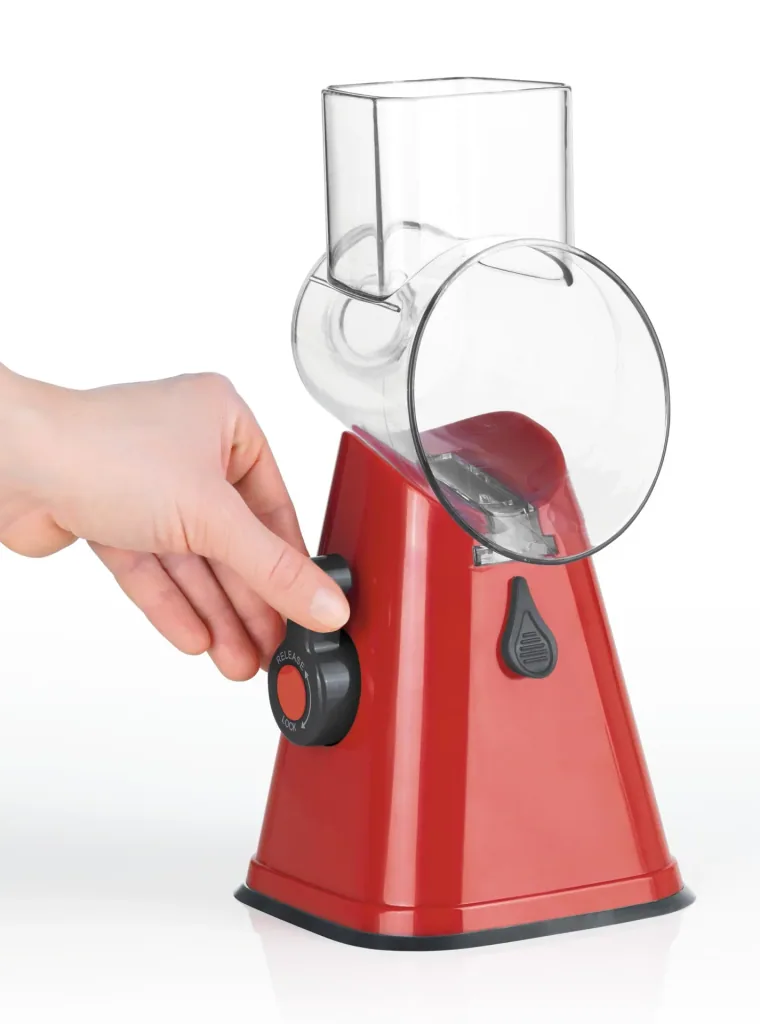 Vegetable grater, drum grater, 6-piece, red/grey