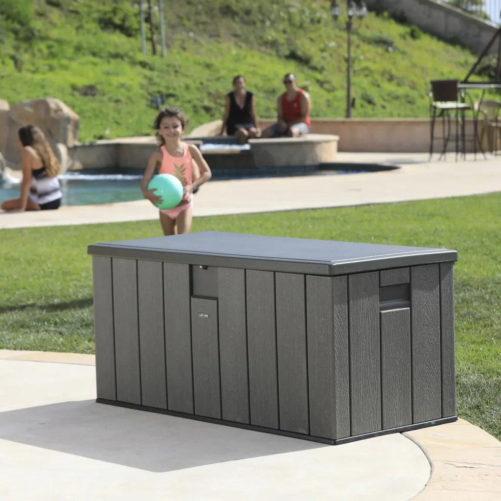 Coffre de rangement 570 L Gris 150.7×71.9×69.1 cm – coffre de rangement résistant aux intempéries en HDPE