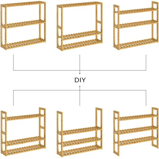 2-in-1 wall shelf & standing shelf made of bamboo