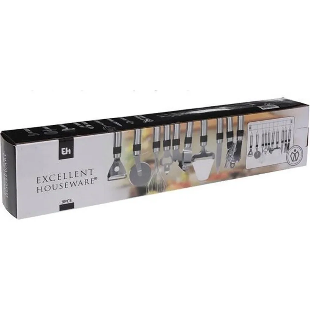 9-piece kitchen set - kitchen utensils - with kitchen bar - stainless steel