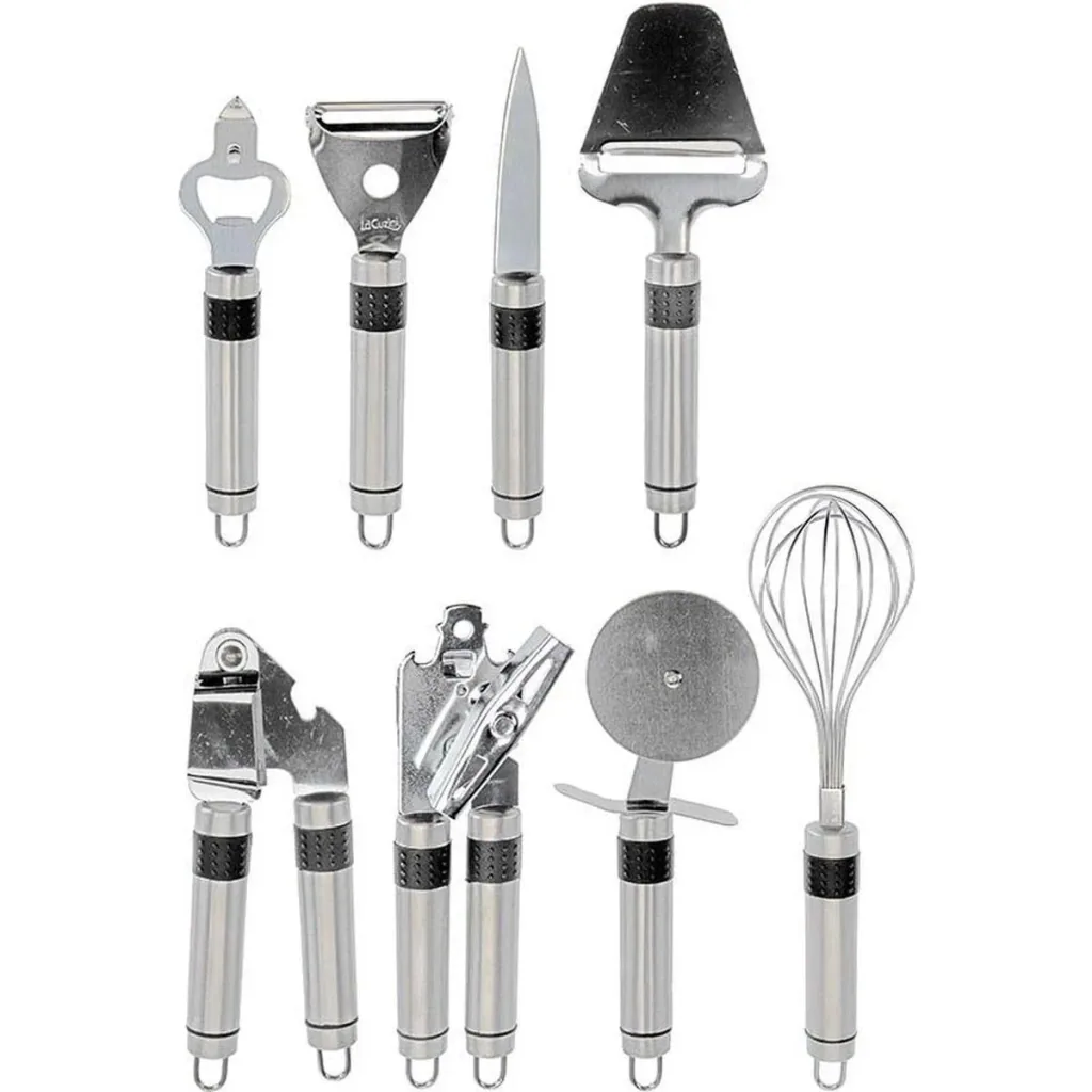 9-piece kitchen set - kitchen utensils - with kitchen bar - stainless steel