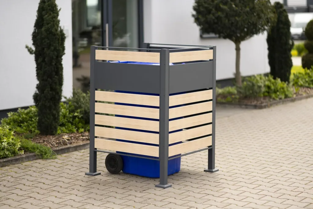 Garbage can cover Planum 1-box, 120 cm, wood look