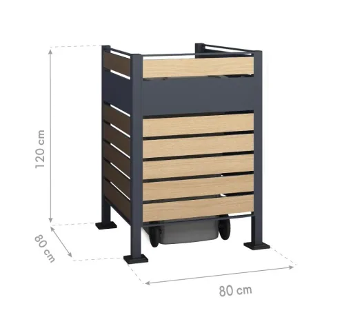 Garbage can cover Planum 1-box, 120 cm, wood look