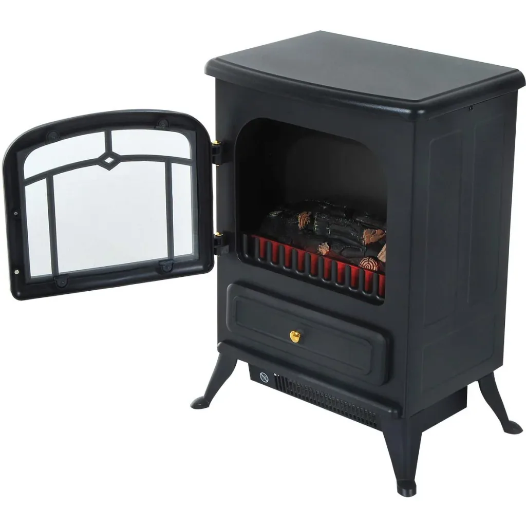Electric fireplace freestanding fireplace 1850 watts black