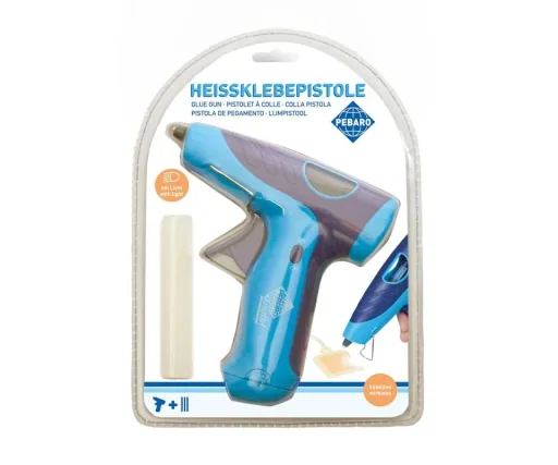 Cordless hot glue gun with lighting, including 3 glue sticks