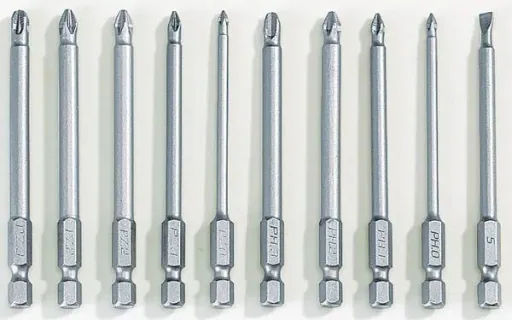 Bit set 10-piece, anti-slip with serrated bit tip