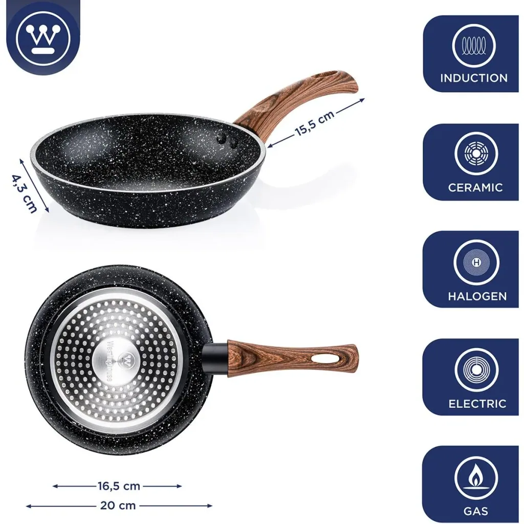 Frying pan Ø20 cm Black Marble Wood