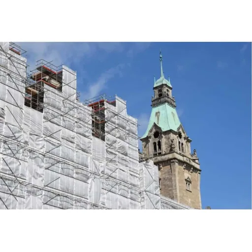 Bâche échafaudage 150g/m², bâche blanche 2,60 x 10 m, bâche de protection