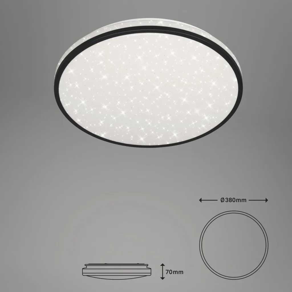 LED ceiling light with star decor, round, Ø 38, CCT, 24 watts, black