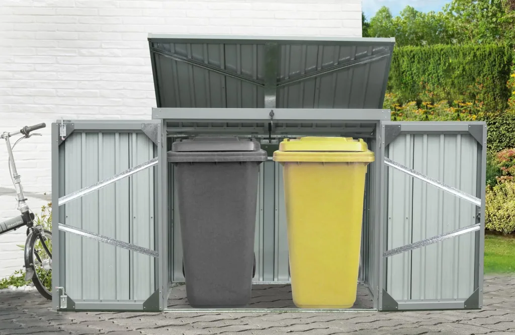 Westmann Coffre métallique pour poubelles 2 compartiments anthracite/gris clair, 101x158x134 cm