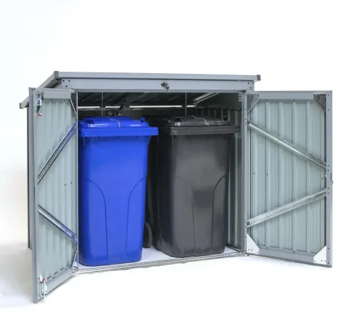 Westmann Coffre métallique pour poubelles 2 compartiments anthracite/gris clair, 101x158x134 cm