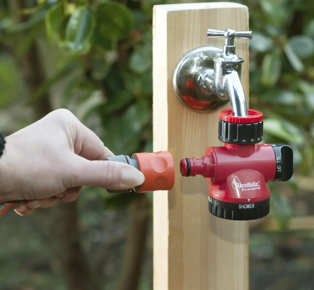 2-way faucet adapter with hose and shower outlet
