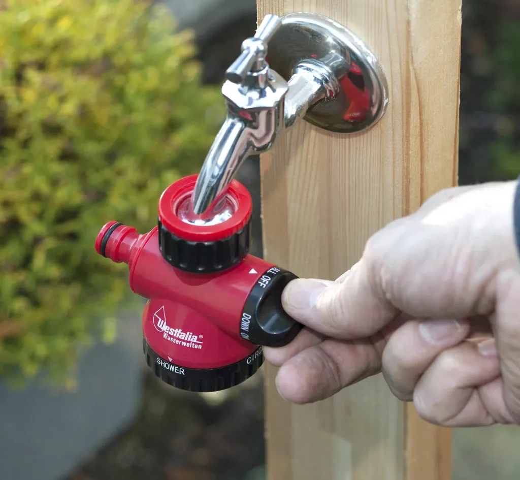 2-way faucet adapter with hose and shower outlet