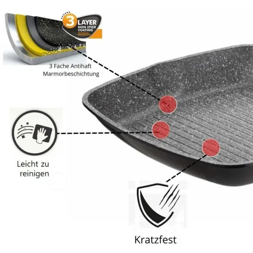 Grill pan - with lid - 28cm - Black