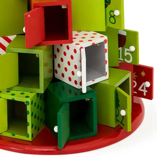 Wooden Advent Calendar - Green Red