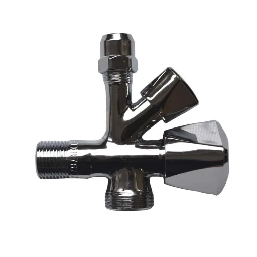 Robinet d'arrêt combiné chromé 1/2, 10 mm et 3/4 pouce