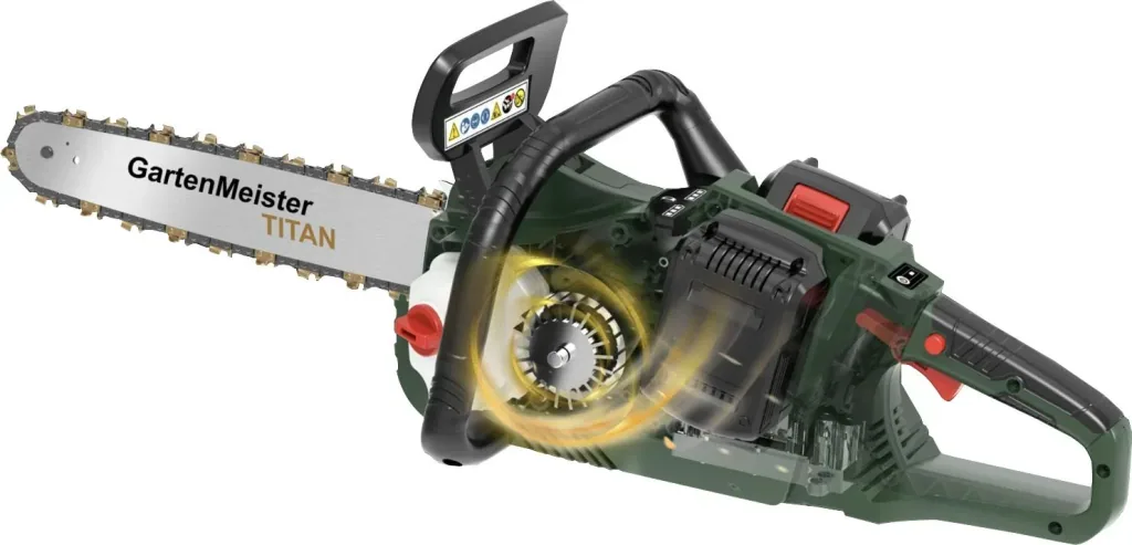 Set cordless chainsaw + 2 x 4 Ah batteries + double fast charger + chain