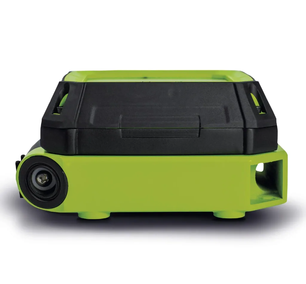 Compact battery-powered work light with magnetic holder