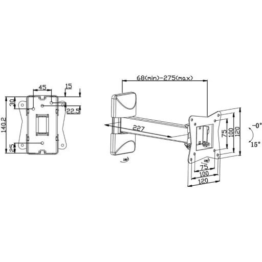 TV wall mount fully movable 10 - 32 " 30 kg