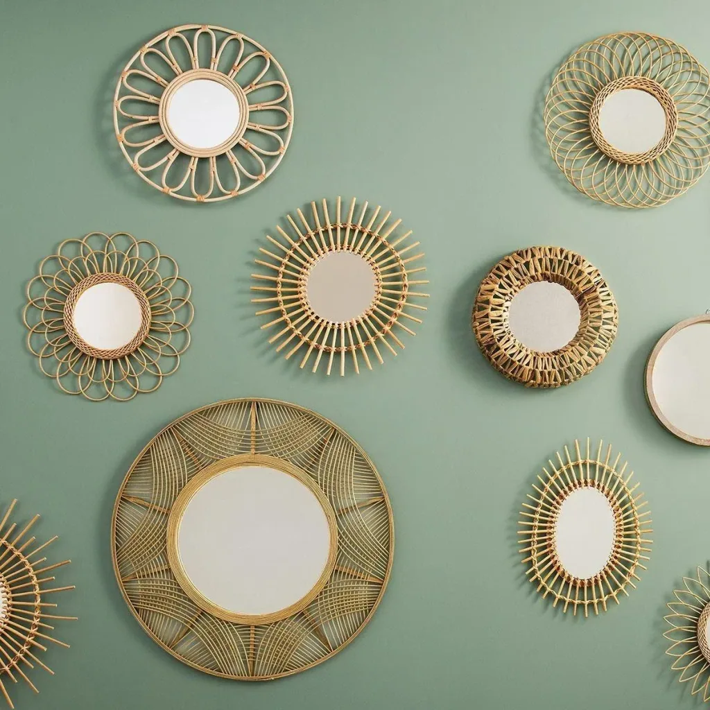Round mirror - 58 cm - brown/rattan