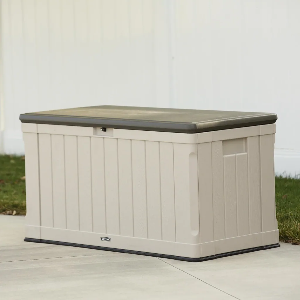 Coffre de rangement Harmony 440 L 127,9×64×67,2 cm Gris clair – étanche, garde les coussins au sec