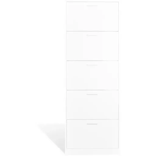Wooden shoe cabinet with 5 white storage compartments
