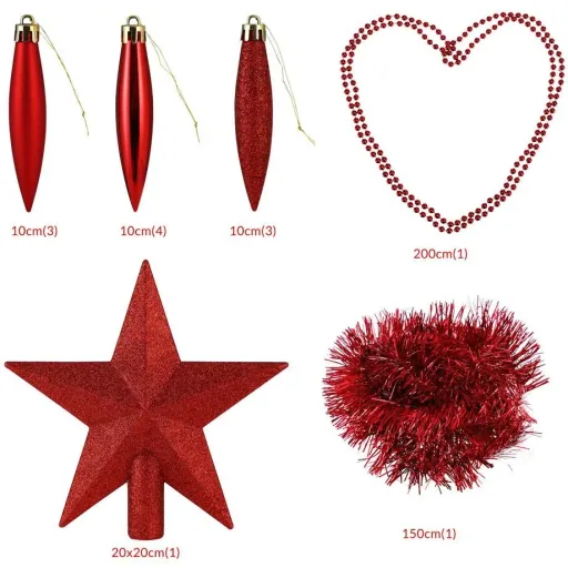 Baubles - Christmas tree decorations - Red 77 pieces