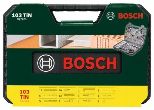 Titanium drill bit set, V-Line, 103 pieces
