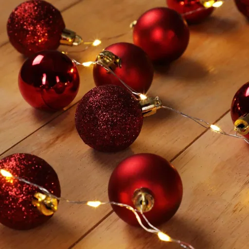 Christmas lights balls 40-LED - red - 2m