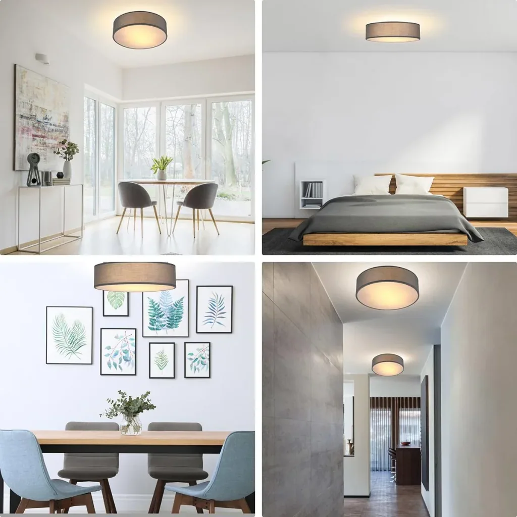 Ceiling light - grey - fabric - Ø38cm