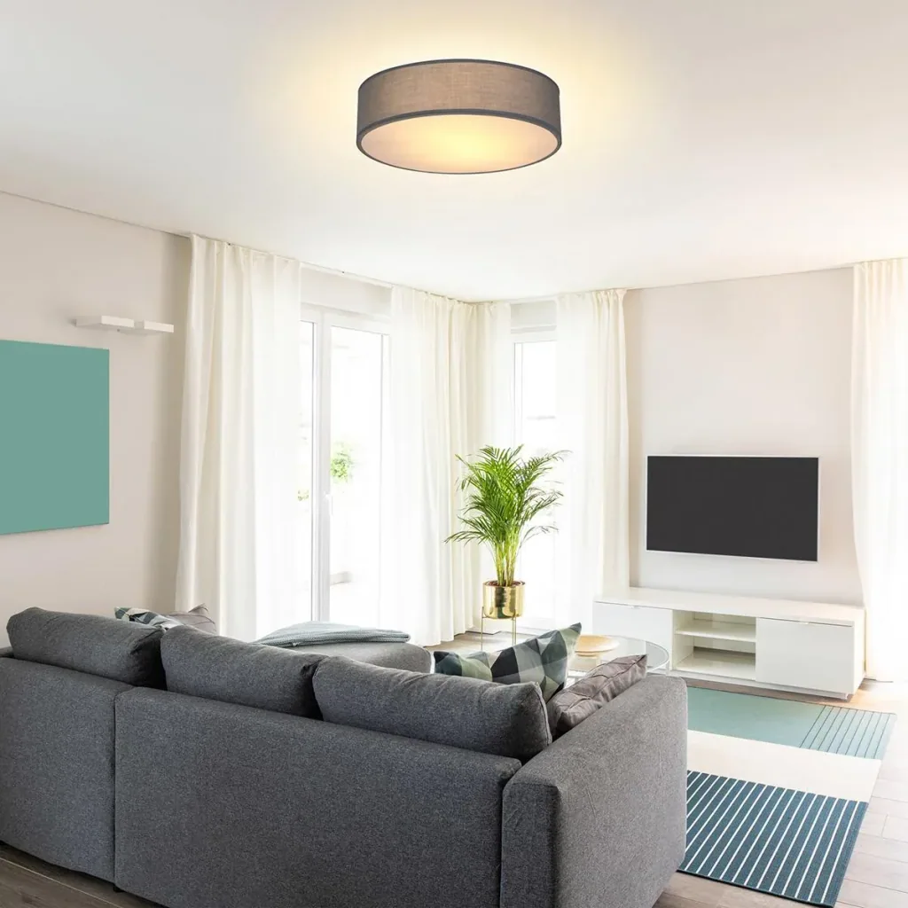 Ceiling light - grey - fabric - Ø38cm