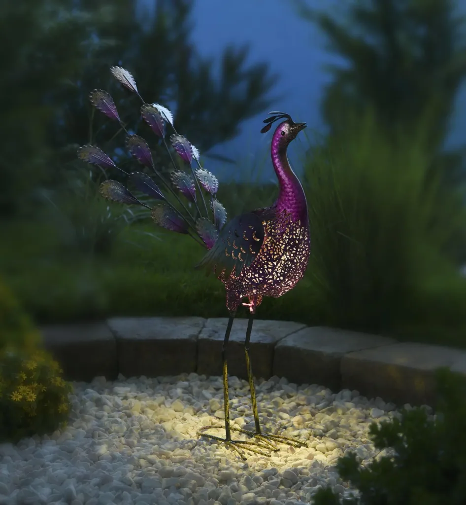 Metal decorative peacocks "Bonnie" & "Clyde" with LED lighting